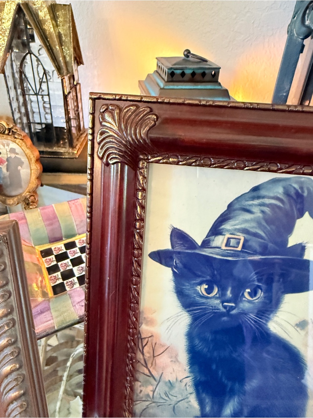 3 Vintage Black Cat Halloween Picture Frames - Picture 6 of 16